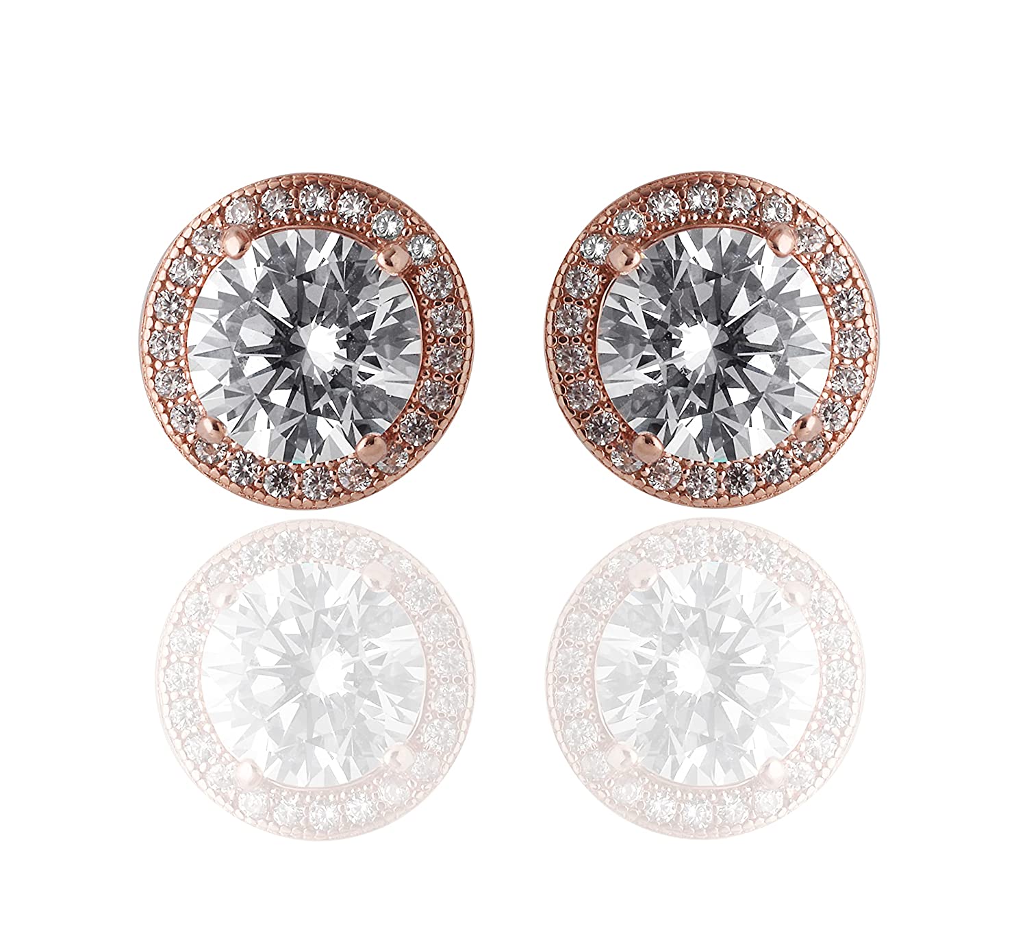 Large Diamond Earrings Rose Gold Stud Earrings Curved Crawler Earrings | La  More Design